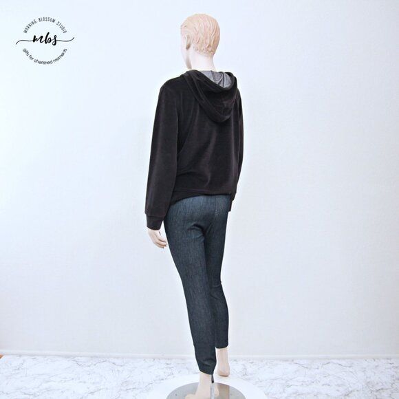 Burberry Corduroy Hooded Long Sleeve Pullover Black Women L - Picture 4 of 12